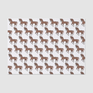 Kastanjebruin Leuke Cartoon Dravend Paard Patroon Tissuepapier