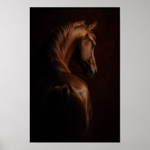 Kastanjebruin Paard in Dramatisch Licht Equestraat Poster