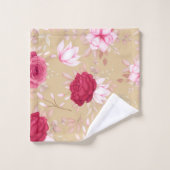 kastanjebruine bloemen bad handdoek (Wasdoekje)