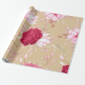 kastanjebruine bloemen cadeaupapier (Uitgerold)