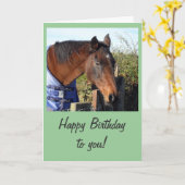 Kastanjepaard 'Happy Birthday' Kaart (Gele Bloem)