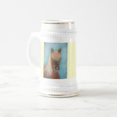kastanjeparen met blonde mane equine art bierpul (Voorkant links)