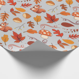 Kastanjes, Eekhoorn Naadloze Herfst Inpakpapier