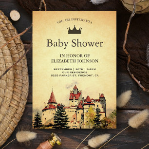 Kasteel Baby Shower in Sfeervolle Oude Stijl Kaart
