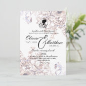 Kasteel bruiloft tuin Flora Beige Elegant Script Kaart (Staand voorkant)