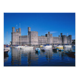 Kasteel Caernarfon, Gwynedd, Wales Foto Afdruk