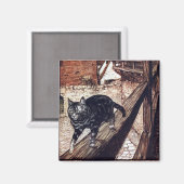 Kasteel Cat Rackham Illustratie Magneet (Voorkant / Achterkant)