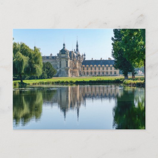 Kasteel Chantilly en weerspiegeling in een vijver Briefkaart (Voorkant)