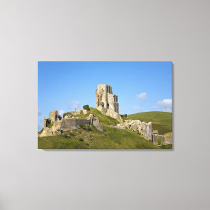 Kasteel Corfe, Corfe, Dorset, Engeland Canvas Afdruk