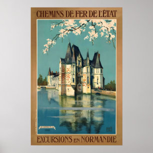 Kasteel d'Ô Orne Normandie Frankrijk Vintage Reize Poster