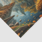 Kasteel en een rivier in de herfst tissuepapier (Detail)