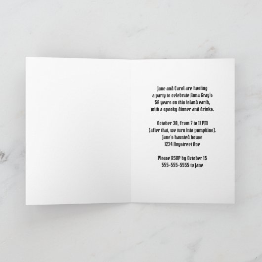 Kasteel en Griezels Halloween Verjaardagsfeestje Kaart (Binnen)