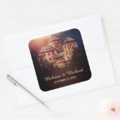 Kasteel Favoriet uit het Sprookje met Vintage Land Vierkante Sticker (Envelop)