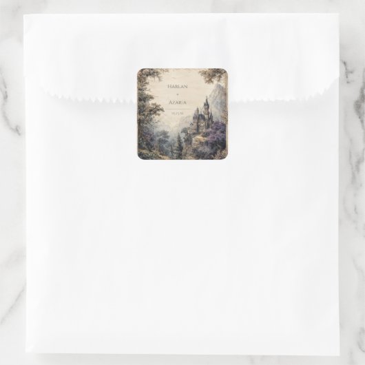 Kasteel in het bos bruiloft Sticker (Tas)