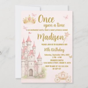 Kasteel & Kroon Prinses verjaardag uitnodiging