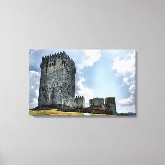 Kasteel Montalegre in Portugal Canvas Afdruk (Voorkant)