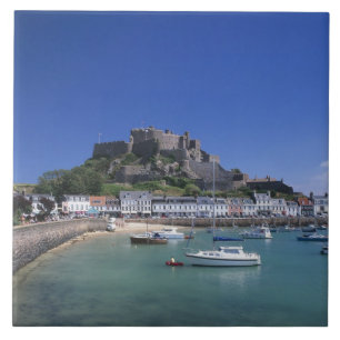 Kasteel Mount Orgueil en haven, Gorey, Jersey Tegeltje