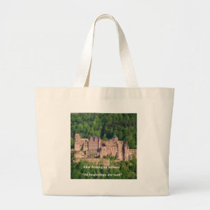 Kasteel Neuschwanstein Frankfurt & Duitse Quote Grote Tote Bag