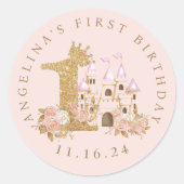 Kasteel Prinses 1e verjaardag Ronde Sticker (Voorkant)