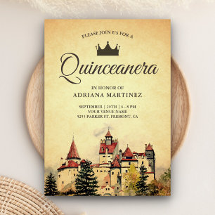 Kasteel Quinceanera in Vintage Sfeer Kaart