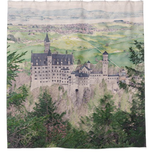 Kasteel Retro Neuschwanstein in Duitsland Douchegordijn (Voorkant)