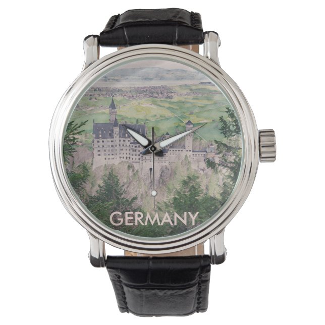 Kasteel Retro Neuschwanstein in Duitsland Horloge (Voorkant)