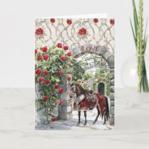 Kasteel Rood Koninklijk Romantisch Rozen Paard Kaart