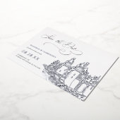 Kasteel Thema Bewaar de datum Zilver Folie Uitnodiging (Gedraaid)