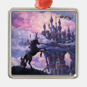 Kasteel Unicorn Metalen Ornament
