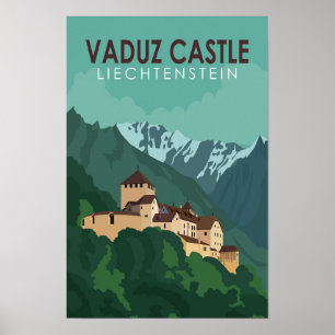 Kasteel Vaduz Liechtenstein Reizen Vintage Kunst Poster