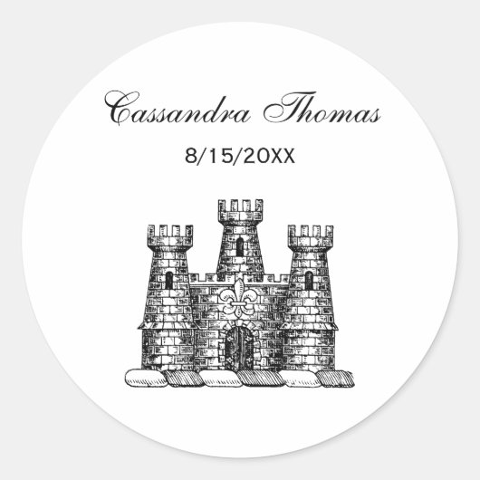  kasteel van Heraldic Emblem - wapenstilstand Ronde Sticker (Voorkant)