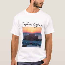 Kasteel van Paphos Zonsondergang en handtekening T-shirt