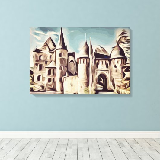 kasteel van Satzvey Canvas Afdruk (Insitu (Houten vloer))