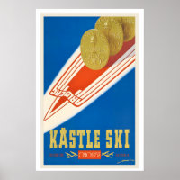 Kastle Ski Oostenrijk Oslo 1952 Vintage Skiposter