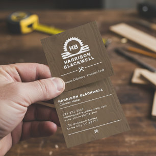 Kastmaker Donker Hout Professioneel Monogram Vierkante Visitekaartje