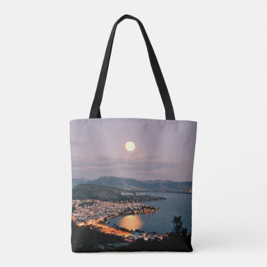 Kastoria, Griekenland (opschrift, Moonlight Night Draagtas (Achterkant)