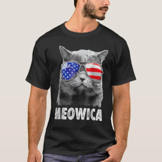 Kat 4 juli  Meowica Merica Mannen Usa Amerikaanse  T-shirt