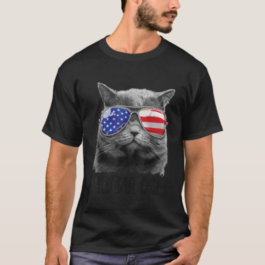 Kat 4 juli Meowica Merica Mannen Women USA Ameri T-shirt (Voorkant)