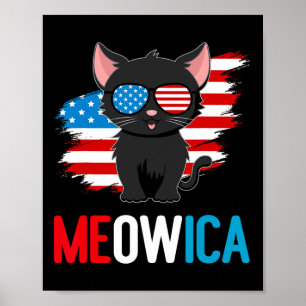 Kat 4 juli Meowica Patriottische Kitten Amerikaans Poster