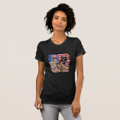 Kat 4 juli Vrijheid Amerikaanse vlag zonnebril T-shirt (Voorkant volledig)