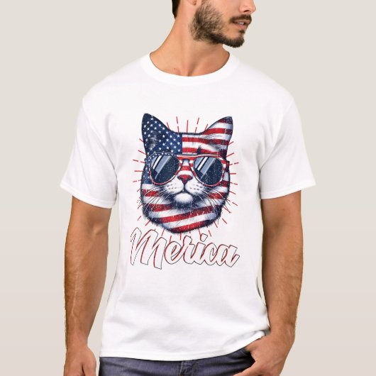 Kat 4 van juli Patriottisch T-shirt (Voorkant)