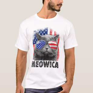 Kat 4e juli Meowica Merica Mannen T-shirt
