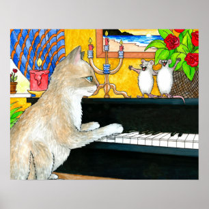 Kat 506 met piano poster