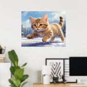 *~* Kat 5:4 Kitten Kat Hardlopen SNEEUW AP68 Poster (Thuiskantoor)