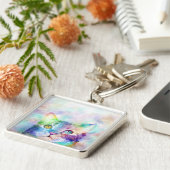 kat 663 meerkleurige kat sleutelhanger (Zijkant)