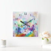 kat 663 meerkleurige kat vierkante klok (Huis)