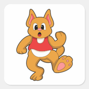 Kat aan de gang vierkante sticker