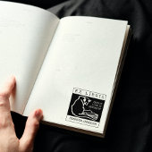 kat, aangepaste ex libris boek 	rubberstempel