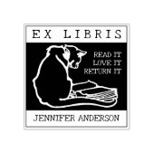 kat, aangepaste ex libris boek 	rubberstempel (Afrduk)