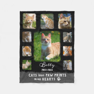Kat Aangepaste foto Collage Faded Grenzen zwart gr Fleece Deken